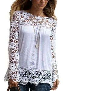 White, floral lace blouse